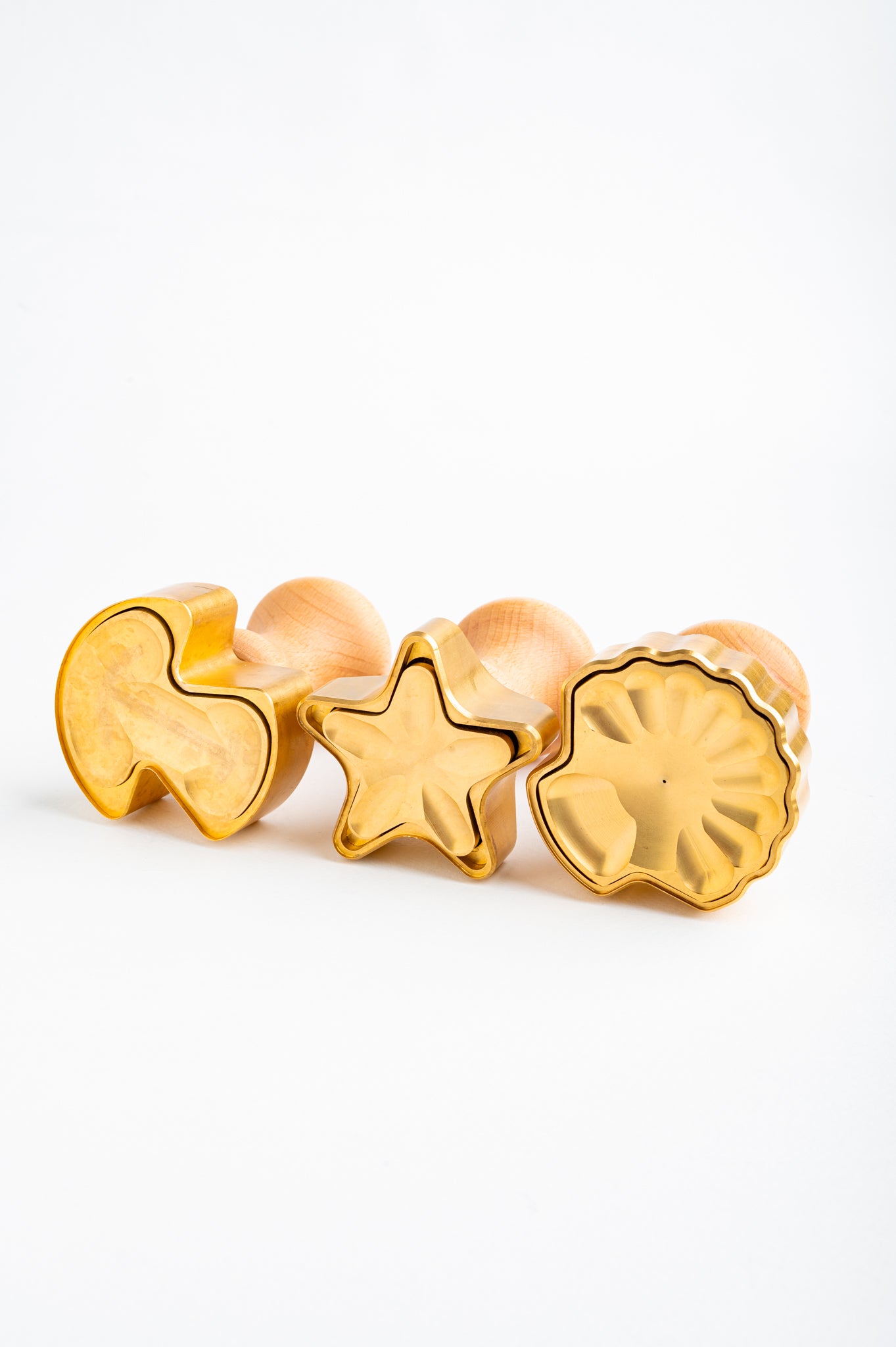 Professional set of three pasta and ravioli stamps: 1 Mushroom, 1 Star and 1 Shell.