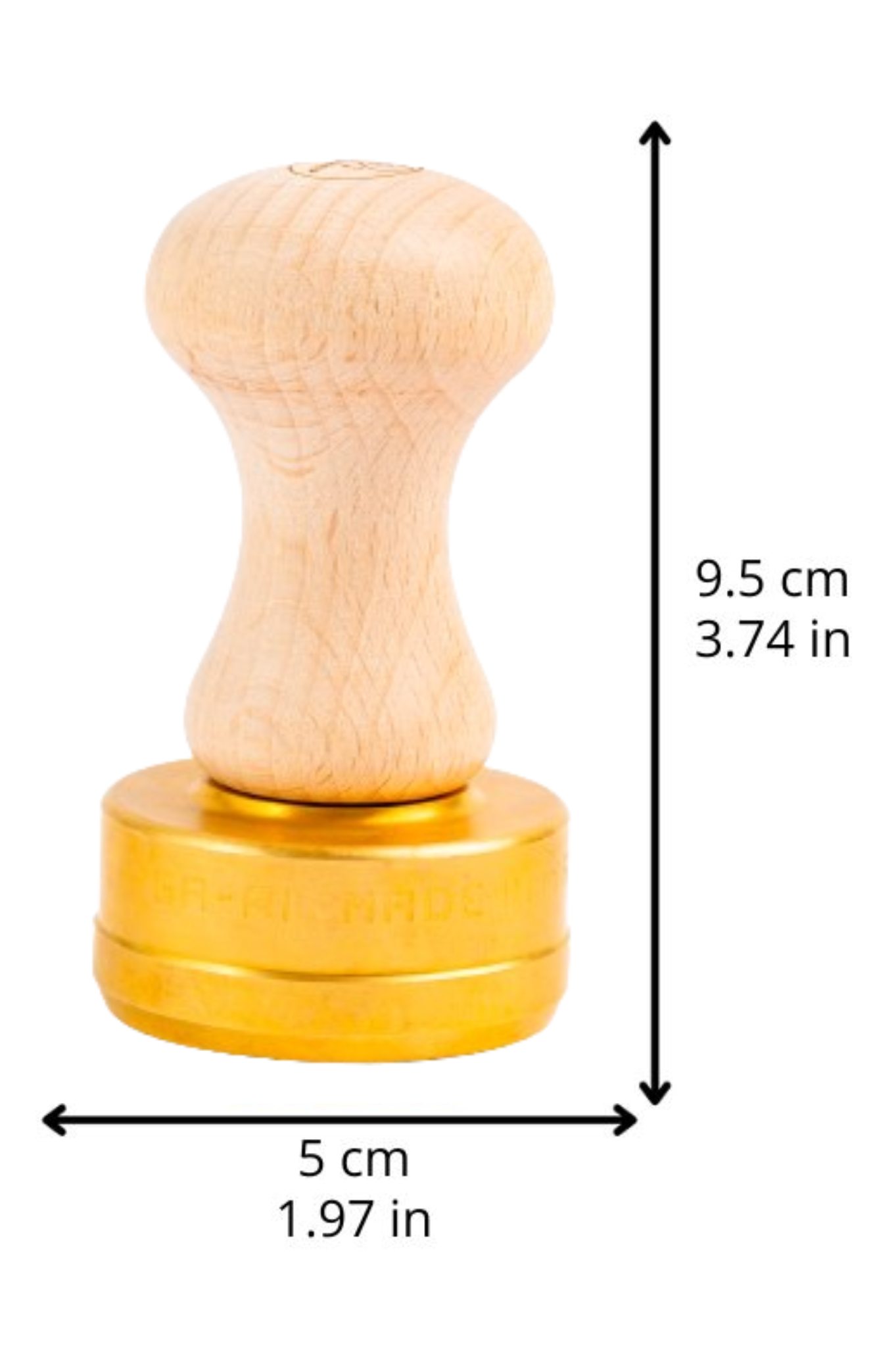 Professional Ravioli & Tortelli Round Stamp in Brass and Natural wood.