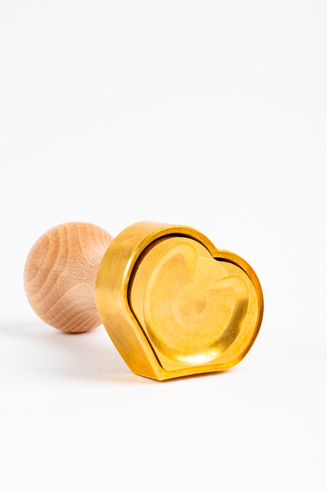 Professional Ravioli & Tortelli Heart Stamp (Love) in Brass and Natural wood