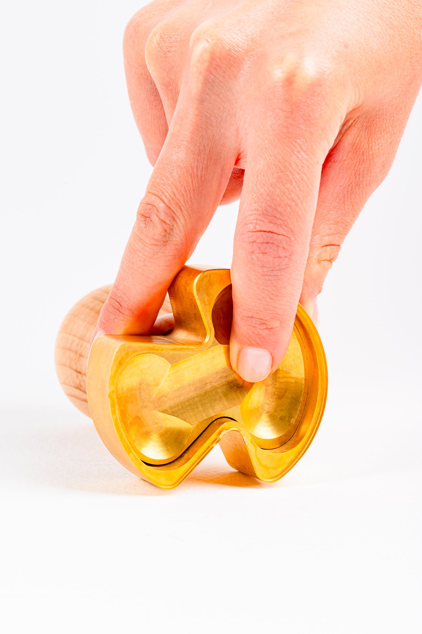 Professional Ravioli and Pasta MUSHROOM Stamp in Brass and Natural Wood - ELISA
