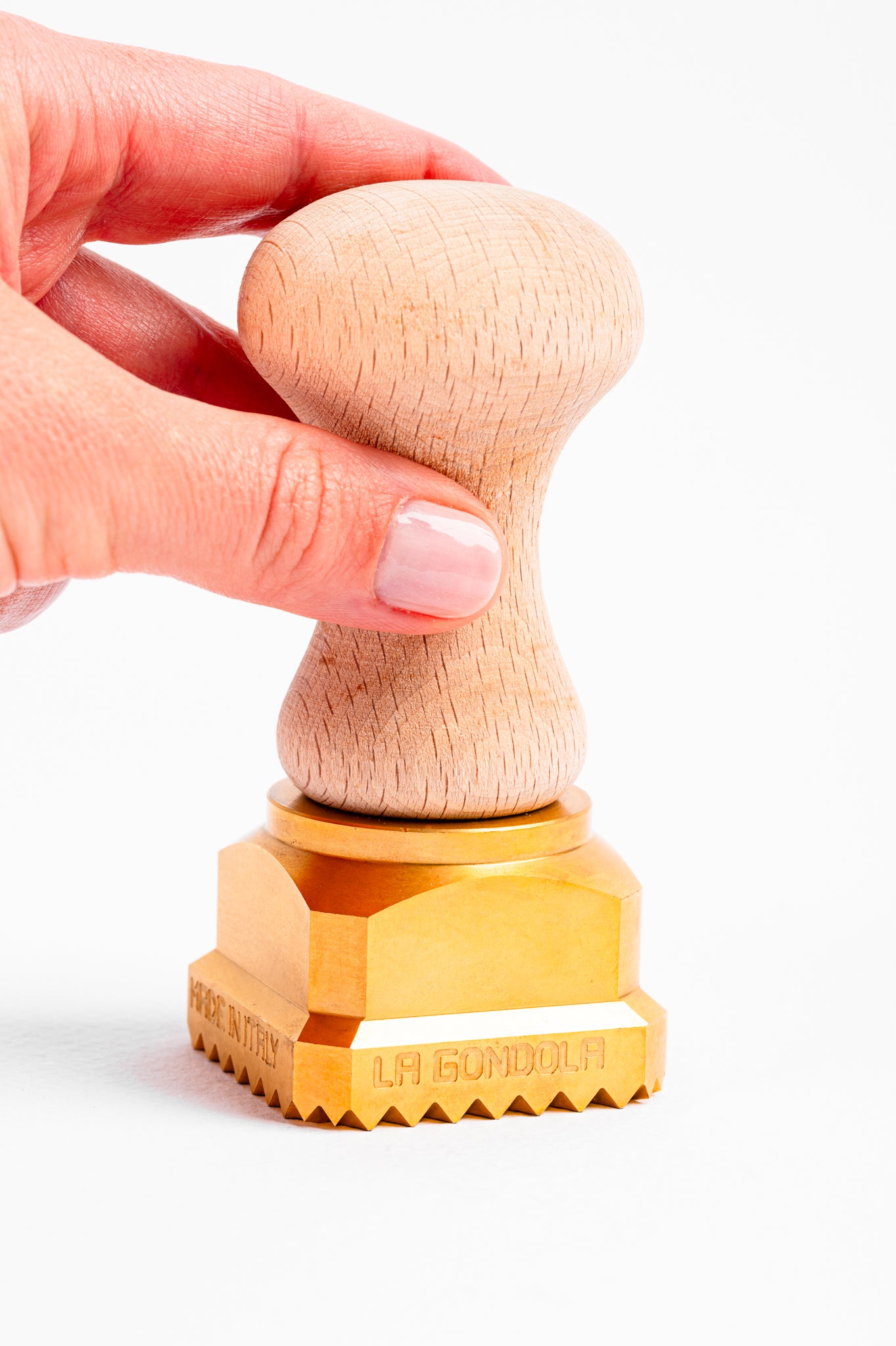 Professional Ravioli and Pasta SQUARE (45x45) Stamp in Brass and Natural Wood - MARIA