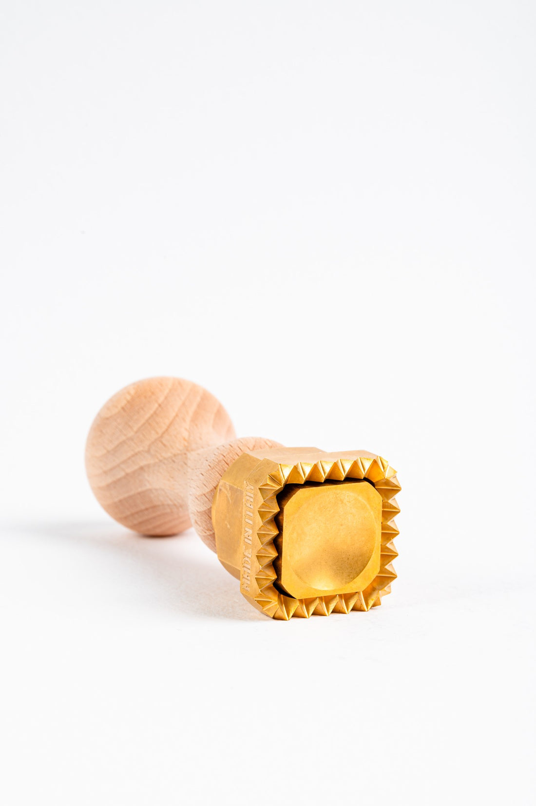 Professional Ravioli and Pasta SQUARE (35x35) Stamp in Brass and Natural Wood - IMMA