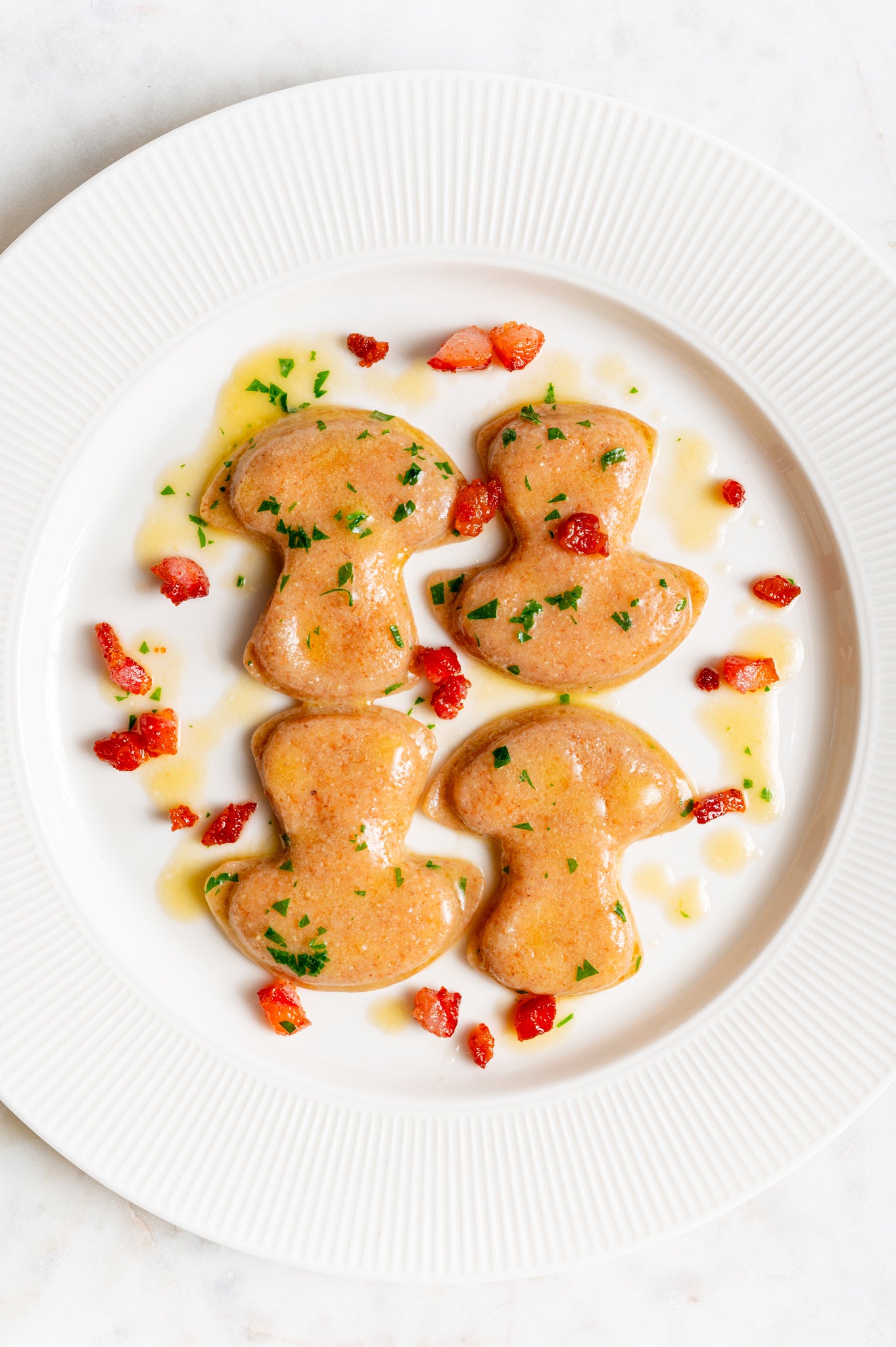 Professional Ravioli and Pasta MUSHROOM Stamp in Brass and Natural Wood - ELISA