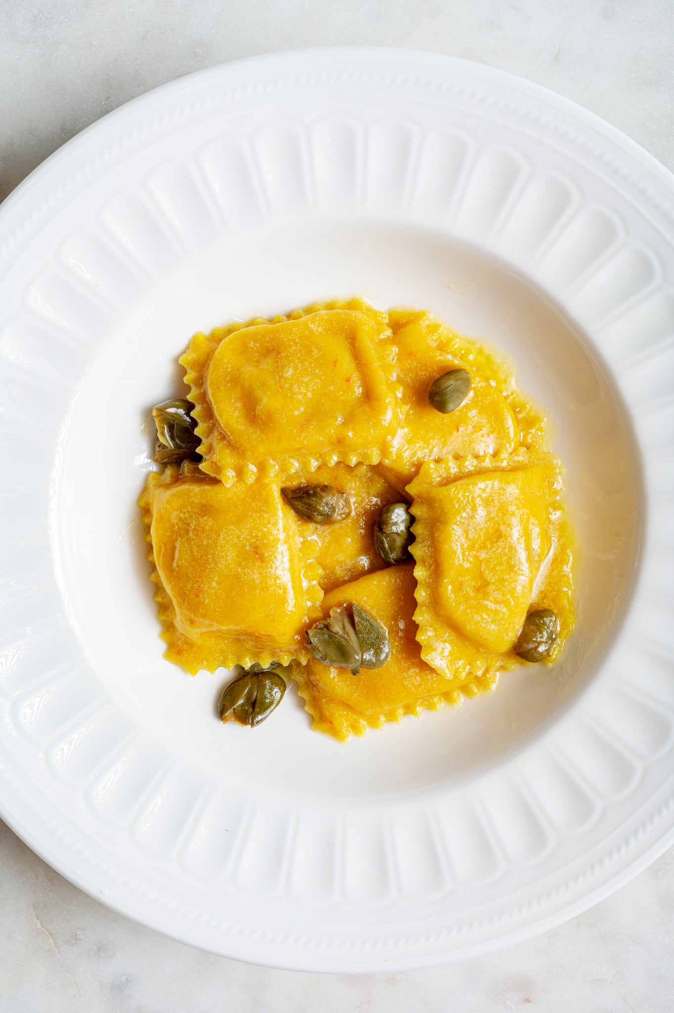 Professional Ravioli & Tortelli Fluted Rectangle (45×55) Stamp in Brass and Natural wood.