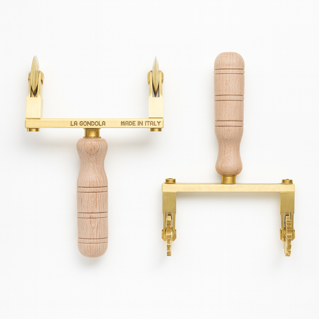 Professional Pasta Cutter Wheel, Ravioli Cutter, Timeless Natural Wood Handle and Durable Brass Head (Set of 2 Double Adjustable Festooned /Smooth Pasta Cutter Wheel) - ALDO