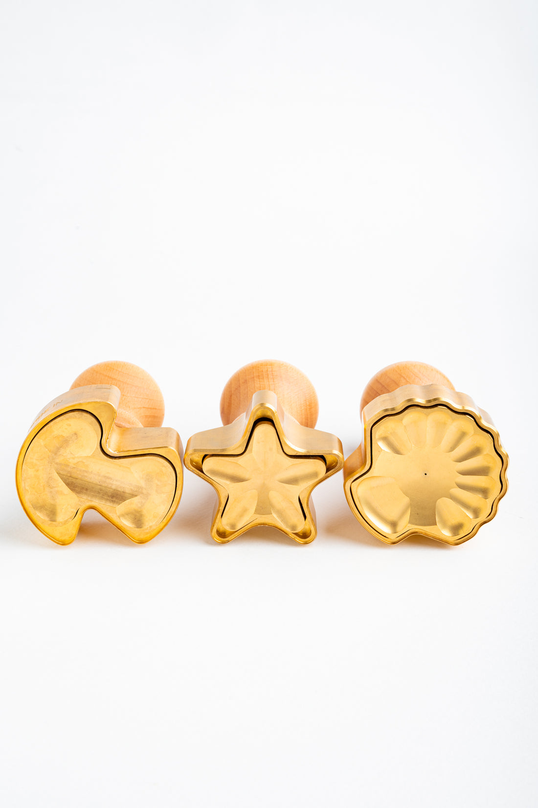 Professional set of three pasta and ravioli stamps: 1 Mushroom, 1 Star and 1 Shell.