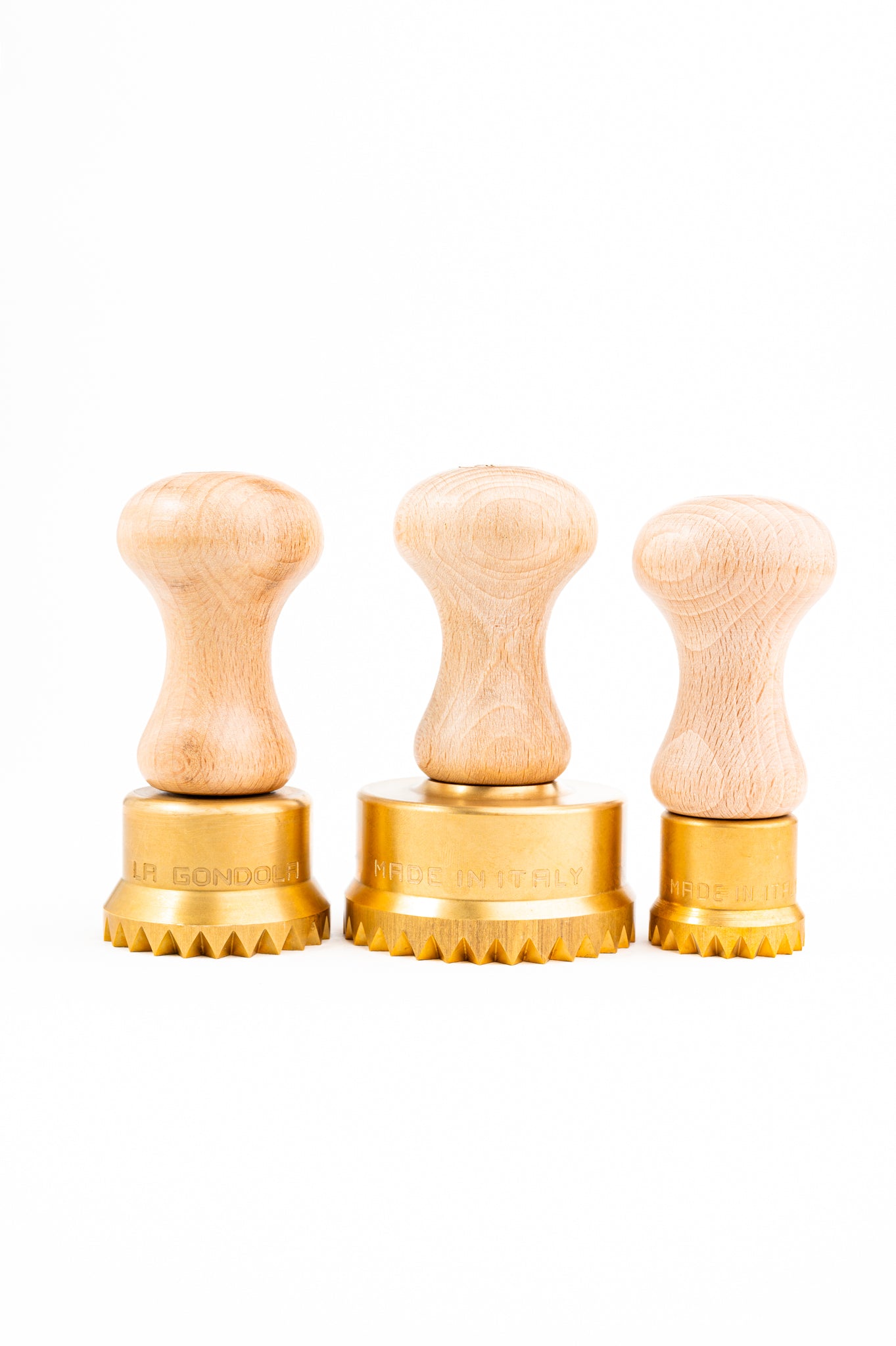 La Gondola Professional Bundle: Round Stamp 34, Round Stamp 50 and Round Stamp 65 in Brass and Natural Wood - LOLA