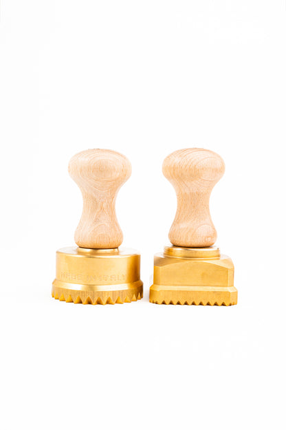 La Gondola Professional Bundle: Square Stamp 60 and Round Stamp 65 in Brass and Natural Wood - BEA