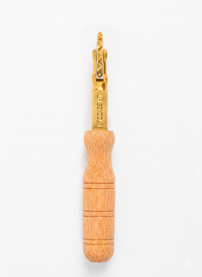 Professional Crimped Pasta Cutter Wheel, in Durable Brass and Natural Wood - TANO