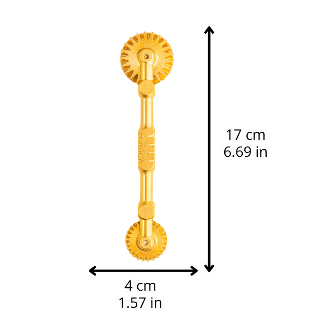 Rueda cortadora de pasta profesional adornada, en latón duradero y madera natural - TONY