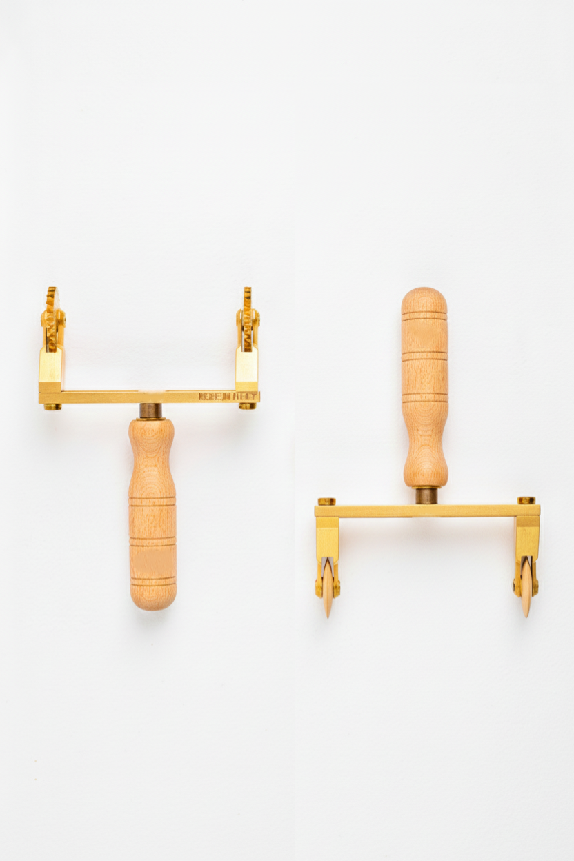 Professional Pasta Cutter Wheel, Ravioli Cutter, Timeless Natural Wood Handle and Durable Brass Head (Set of 2  Double Adjustable Festooned /Smooth Pasta Cutter Wheel) - ALDO