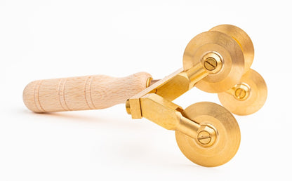 Professional Pasta Cutter Wheel, Ravioli Cutter, Timeless Natural Wood Handle and Durable Brass Head (Set of 2 X  4 WHEEL Adjustable Festooned /Smooth Pasta Cutter Wheel) -GINO