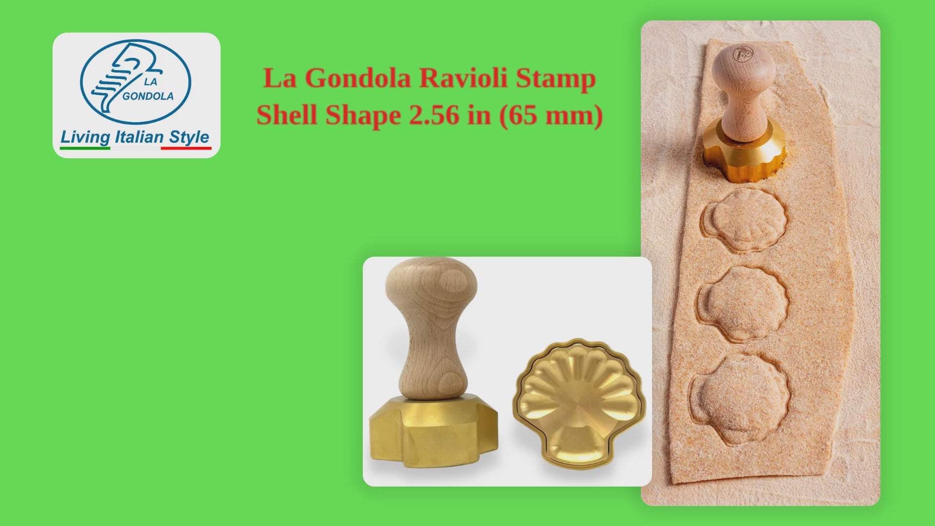 Raviolis stamp in retailer shell shape made of brass - diameter 65 mm